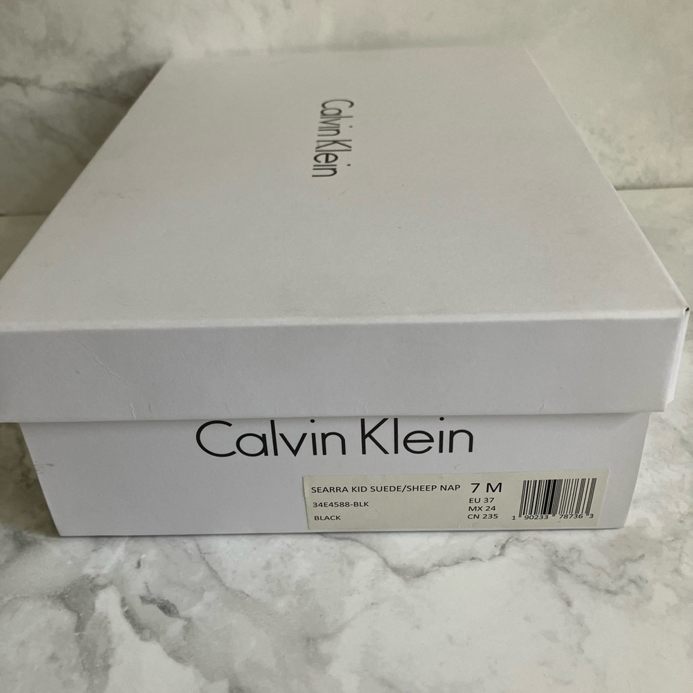 CALVIN KLEIN Black Searra Kid Suede Heels Size 7 - Picture 9 of 9